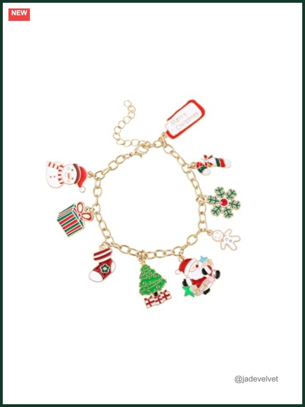 Christmas Charm Bracelet Adjustable Zinc Alloy Santa Snowman Tree Socks Link